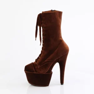 Velours 18 cm ADORE-1045VEL bottines à talons aiguilles brun + protection
