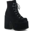 Velours 13 cm CAMEL-203 femmes bottines plateforme épais talon chunky noires