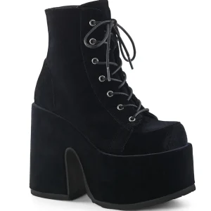 Velours 13 cm CAMEL-203 femmes bottines plateforme épais talon chunky noires
