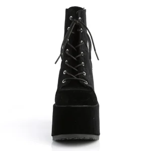 Velours 13 cm CAMEL-203 femmes bottines plateforme épais talon chunky noires