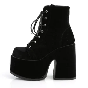 Velours 13 cm CAMEL-203 femmes bottines plateforme épais talon chunky noires