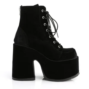 Velours 13 cm CAMEL-203 femmes bottines plateforme épais talon chunky noires