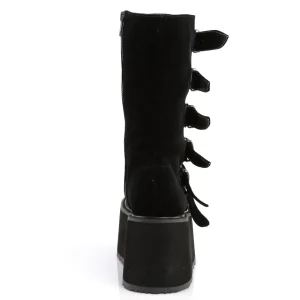 Velours 9 cm DAMNED-225 plateforme bottes femme hauteur mollet à boucles noir