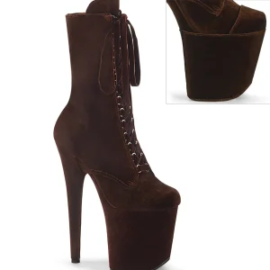 Velours 20 cm FLAMINGO-1045VEL bottines à talons aiguilles brun + protection