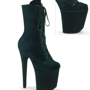 Velours 20 cm FLAMINGO-1045VEL bottines à talons aiguilles vertes + protection
