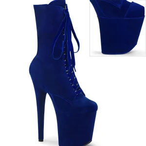 Velours 20 cm FLAMINGO-1045VEL bottines à talons aiguilles bleues + protection