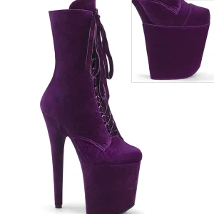 Velours 20 cm FLAMINGO-1045VEL bottines à talons aiguilles pourpre + protection