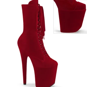 Velours 20 cm FLAMINGO-1045VEL bottines à talons aiguilles rouge + protection