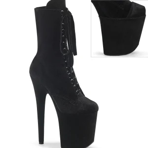 Velours 20 cm FLAMINGO-1045VEL bottines à talons aiguilles noires + protection