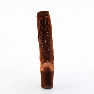 Velours 20 cm FLAMINGO-1045VEL bottines à talons aiguilles brun + protection