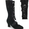 Velours 6,5 cm WHIMSY-118 bottes femme hauteur mollet à boucles victoriennes