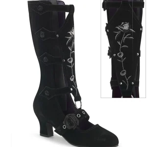 Velours 6,5 cm WHIMSY-118 bottes femme hauteur mollet à boucles victoriennes