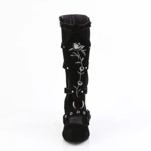 Velours 6,5 cm WHIMSY-118 bottes femme hauteur mollet à boucles victoriennes