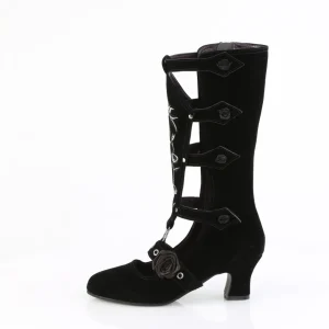 Velours 6,5 cm WHIMSY-118 bottes femme hauteur mollet à boucles victoriennes