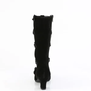 Velours 6,5 cm WHIMSY-118 bottes femme hauteur mollet à boucles victoriennes