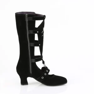 Velours 6,5 cm WHIMSY-118 bottes femme hauteur mollet à boucles victoriennes