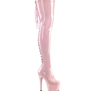 Verni 18 cm ADORE-3063 bottes cuissardes à lacets roses