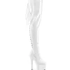 Verni 18 cm ADORE-3063 bottes cuissardes à lacets blanc