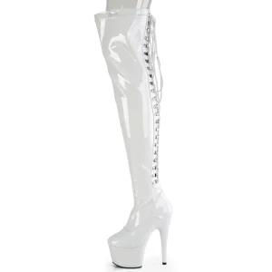Verni 18 cm ADORE-3063 bottes cuissardes à lacets blanc