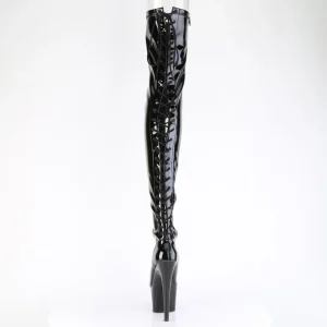 Verni 18 cm ADORE-3850 bottes cuissardes à lacets noirs
