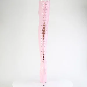 Verni 18 cm ADORE-3850 bottes cuissardes à lacets roses