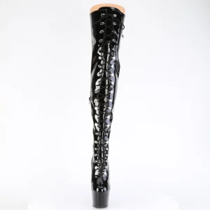 Verni 18 cm ADORE-3022 bottes cuissardes à lacets noirs