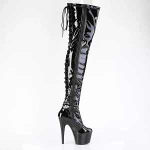 Verni 18 cm ADORE-3850 bottes cuissardes à lacets noirs