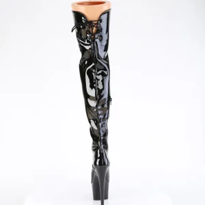 Verni 18 cm ADORE-3022 bottes cuissardes à lacets noirs