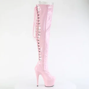 Verni 18 cm ADORE-3063 bottes cuissardes à lacets roses