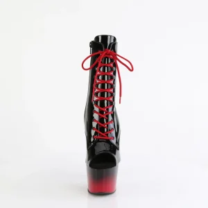 Verni 18 cm ADORE-1021BR-H bottines plate-forme et bout ouvert noir