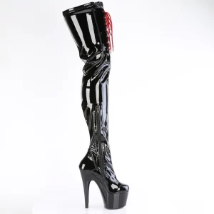 Verni 18 cm ADORE-4001WR bottes cuissardes à lacets noirs