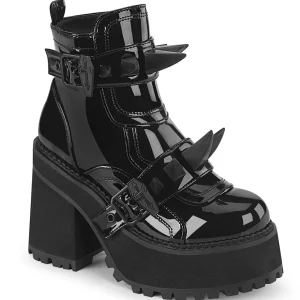 Verni 12 cm ASSAULT-72 botas de tornozelo à semelles cloutées et plateforme pour femmes en noir