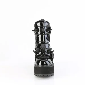 Verni 12 cm ASSAULT-72 botas de tornozelo à semelles cloutées et plateforme pour femmes en noir