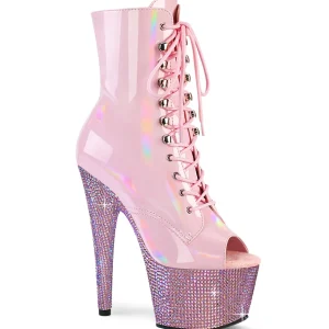 Verni 18 cm BEJ-1021-7 bottines plate-forme et bout ouvert rose