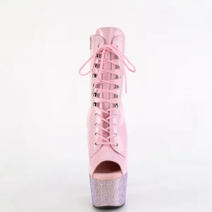 Verni 18 cm BEJ-1021-7 bottines plate-forme et bout ouvert rose