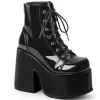 Verni 13 cm CAMEL-203 femmes bottines plateforme épais talon chunky noires