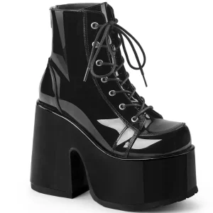 Verni 13 cm CAMEL-203 femmes bottines plateforme épais talon chunky noires
