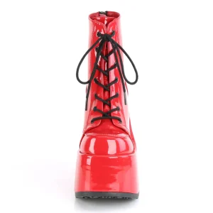 Verni 13 cm CAMEL-203 femmes bottines plateforme épais talon chunky rouges