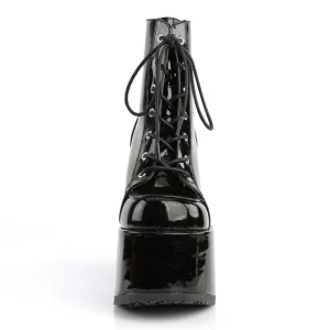 Verni 13 cm CAMEL-203 femmes bottines plateforme épais talon chunky noires