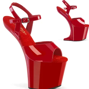 Verni 20 cm CRAZE-809 Heelless talons hauts plateforme pony rouges