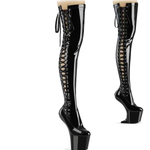 Verni 20 cm CRAZE-3050 Heelless overknee bottes pony talons noires