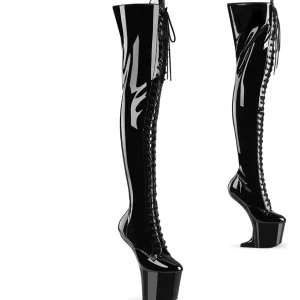 Verni 20 cm CRAZE-3023 Heelless overknee bottes pony talons noires