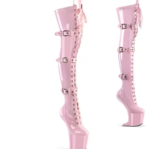 Verni 20 cm CRAZE-3028 Heelless overknee bottes pony talons rose
