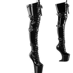 Verni 20 cm CRAZE-3028 Heelless overknee bottes pony talons noires