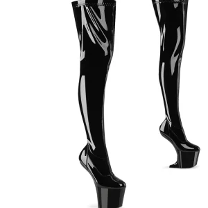 Verni 20 cm CRAZE-3000 Heelless overknee bottes pony talons noires