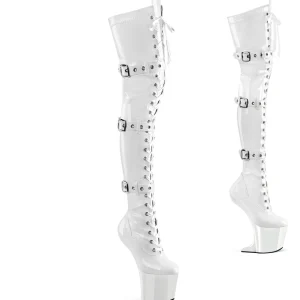 Verni 20 cm CRAZE-3028 Heelless overknee bottes pony talons blanc