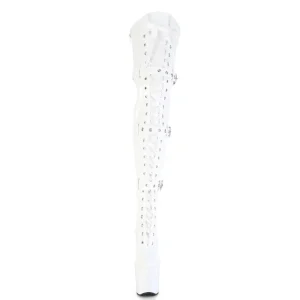 Verni 20 cm CRAZE-3028 Heelless overknee bottes pony talons blanc