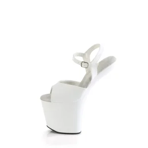 Verni 20 cm CRAZE-809 Heelless talons hauts plateforme pony blanc