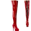 Verni 15 cm DELIGHT-3027 bottes cuissardes à lacets rouge