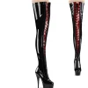 Verni 15 cm DELIGHT-3027 bottes cuissardes à lacets noirs